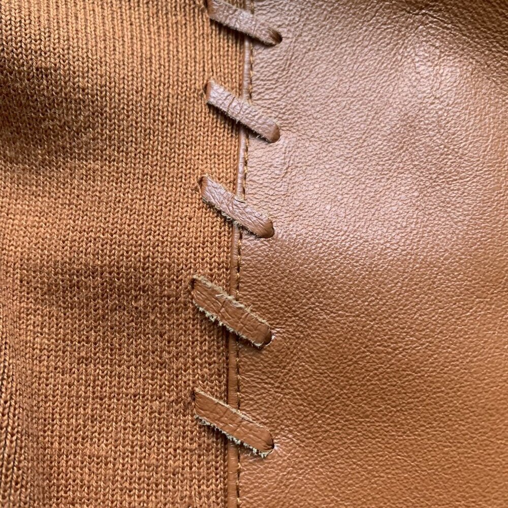Nygard Collection Faux Leather Panel Knit Jacket – Brown – Size 6 Petite - Picture 5 of 9